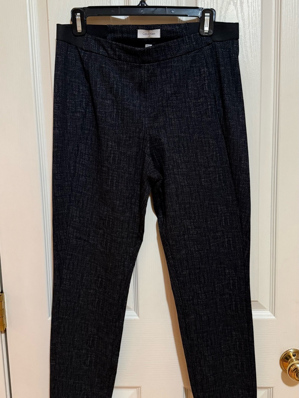 Calvin Klein Black Gray Textured Pull On Tapered Pants Size M